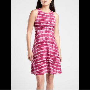 ATHLETA PURPLE WHITE TIE-DYE SLEEVELESS SANTORINI THERA DRESS